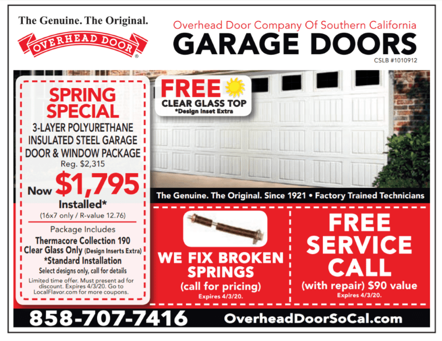 San Diegos March Coupon - Overhead Door of Southern California™ San ...